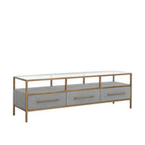 Venice Leather Media Console And Cabinet-TV Stands & Media Centers-SUNPAN-Grey Shagreen-LOOMLAN