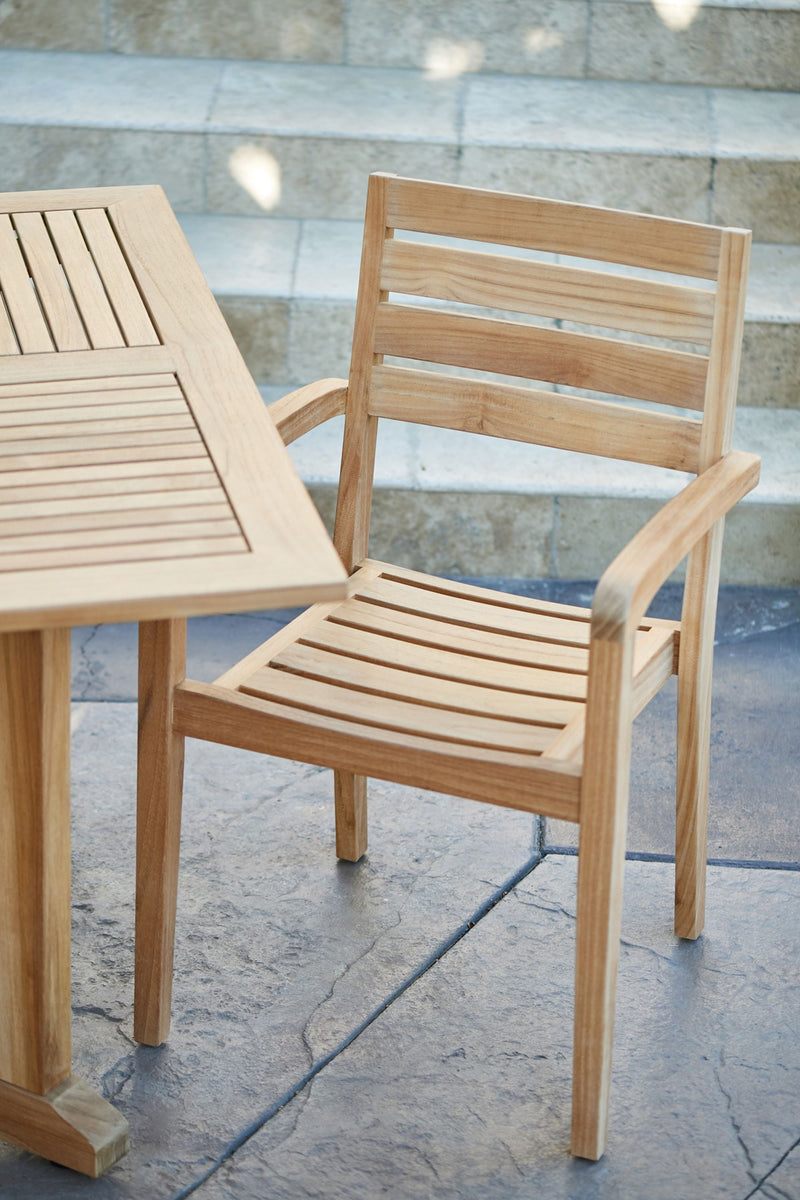 Venice Teak Outdoor Stacking Armchair (Set of 4)-Outdoor Dining Chairs-HiTeak-LOOMLAN
