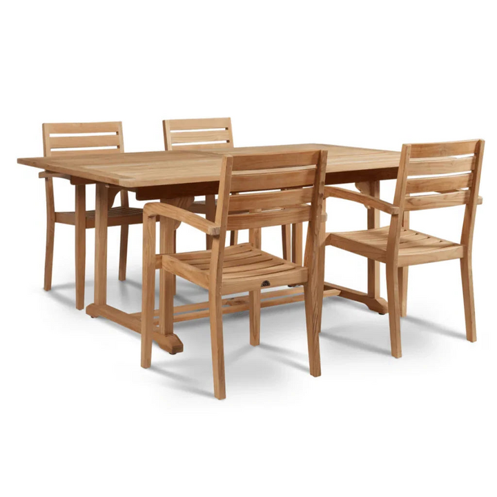 Venice Teak Patio Rectangular Dining Set 5PC-Outdoor Dining Sets-HiTeak-LOOMLAN