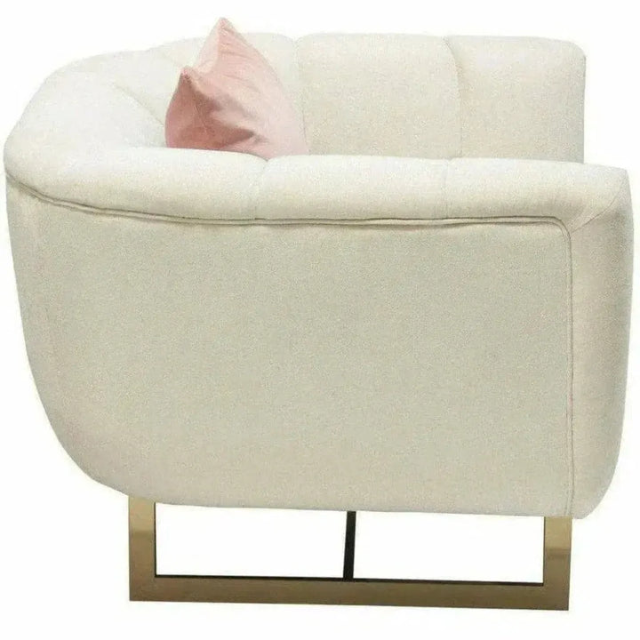 Venus Cream Velvet Barrel Club Chair With Toss Pillow - LOOMLAN - Diamond Sofa - Club Chairs