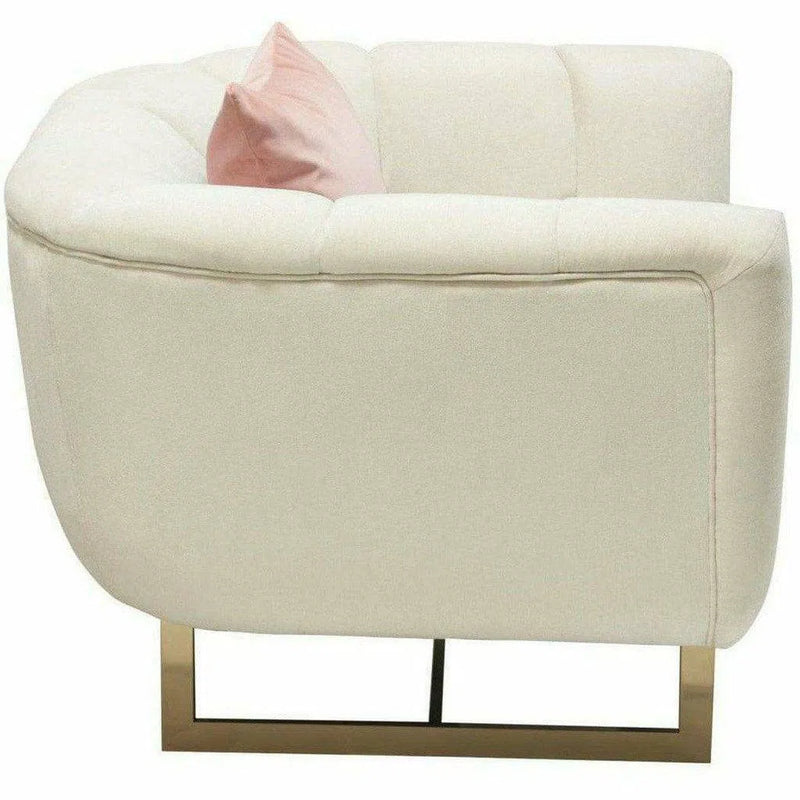 Venus Cream Velvet Barrel Club Chair With Toss Pillow Club Chairs LOOMLAN By Diamond Sofa