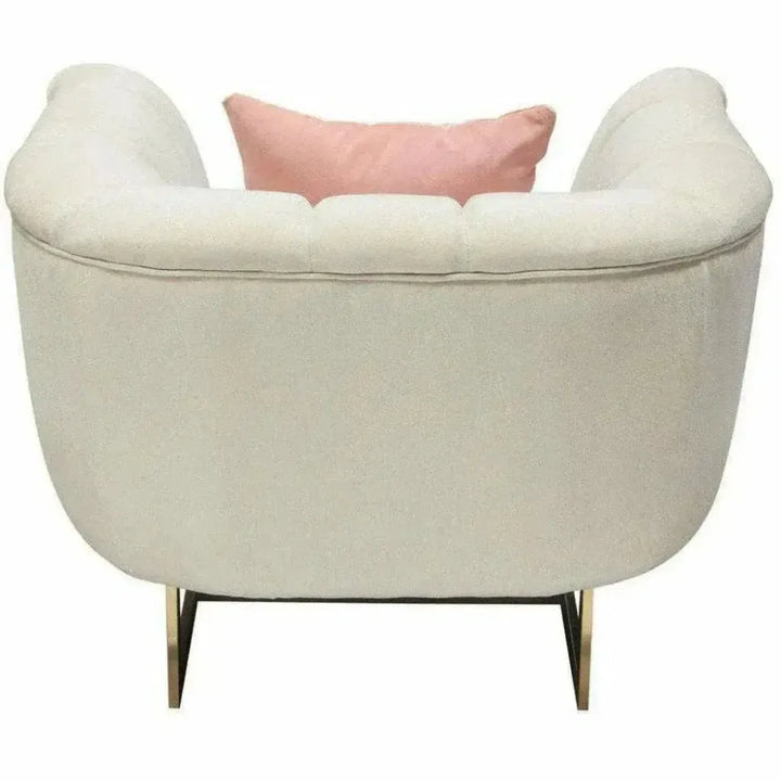 Venus Cream Velvet Barrel Club Chair With Toss Pillow - LOOMLAN - Diamond Sofa - Club Chairs