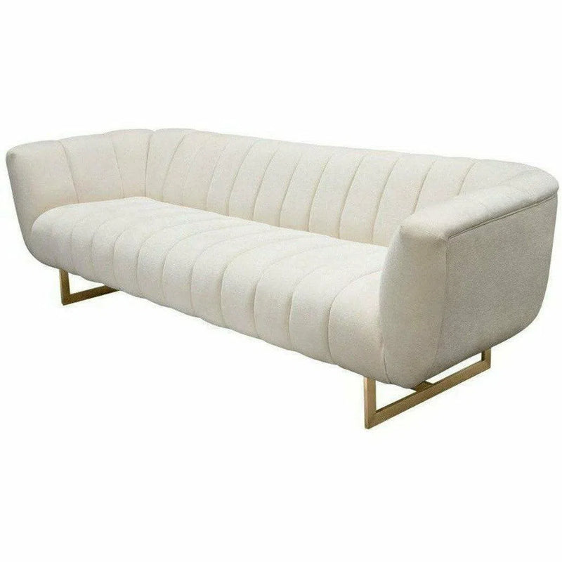 Venus Cream Velvet Sofa With Pink Throw Pillows Sofas & Loveseats LOOMLAN By Diamond Sofa
