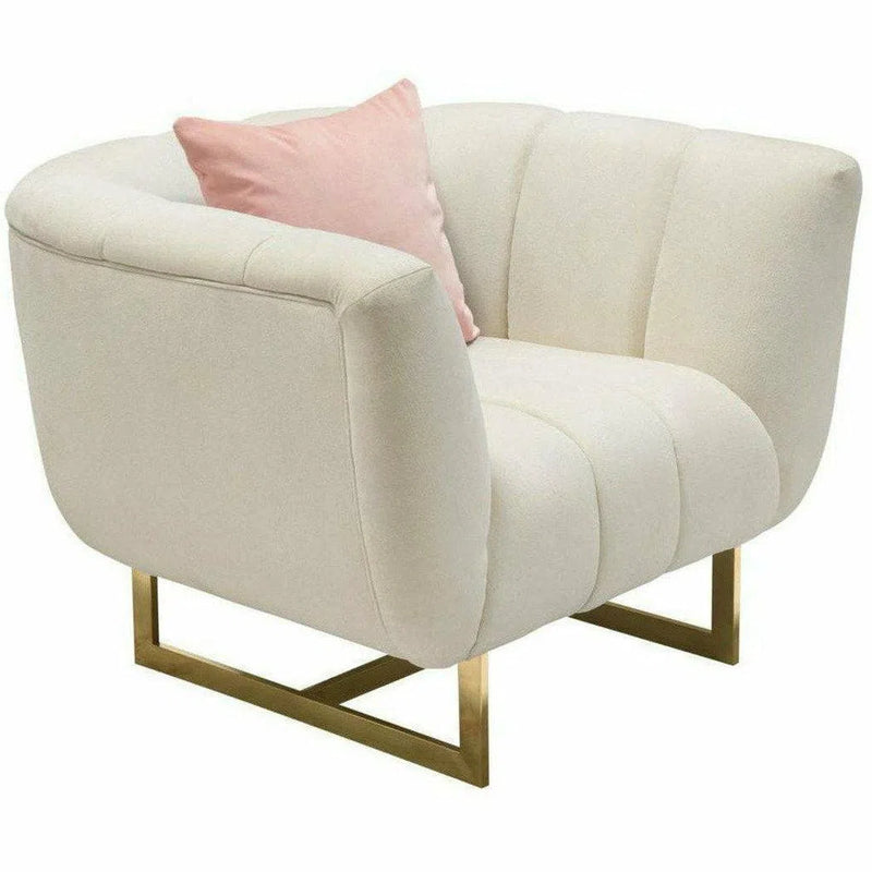 Venus Cream Velvet Sofa and Barrel Club Chair Set Sofas & Loveseats LOOMLAN By Diamond Sofa