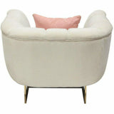 Venus Cream Velvet Sofa and Barrel Club Chair Set Sofas & Loveseats LOOMLAN By Diamond Sofa