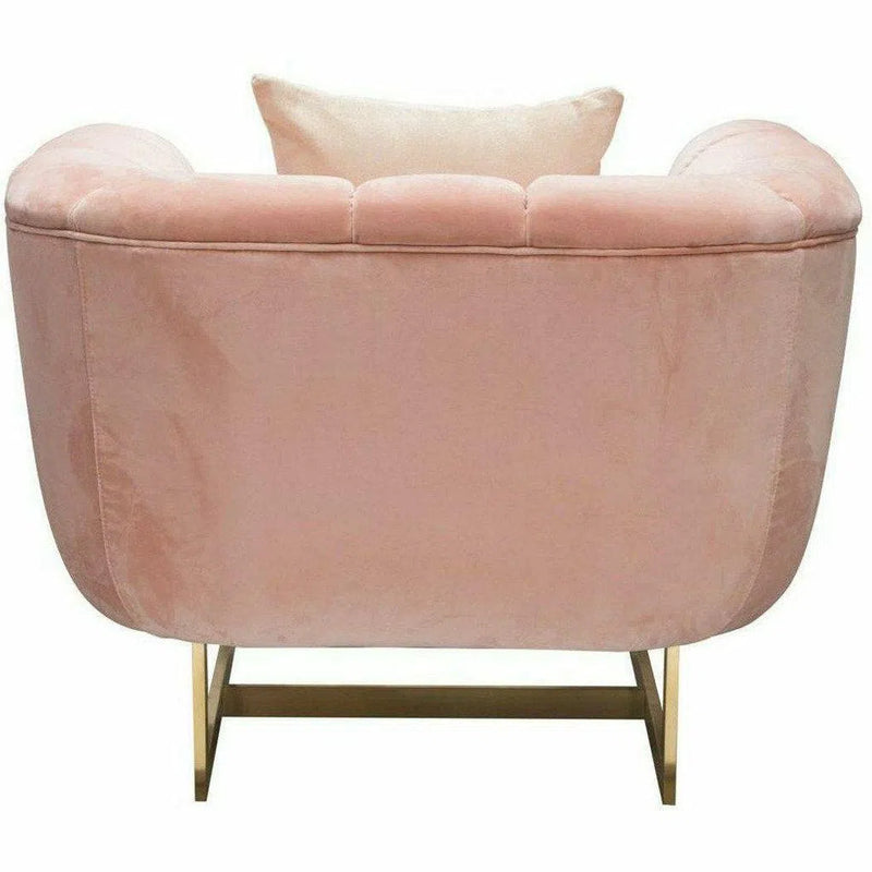 Venus Gold Frame Pink Velvet Barrel Chair With Toss Pillow Club Chairs LOOMLAN By Diamond Sofa