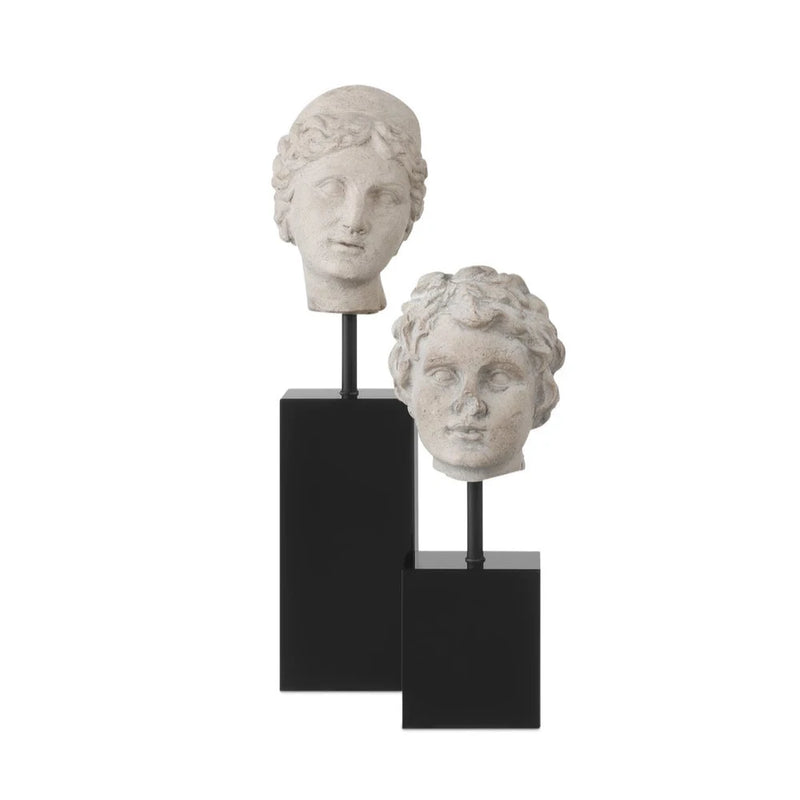 Currey & Co-Venus Head On Stand Set Sculpture (Set Of 2)-Statues & Sculptures-LOOMLAN