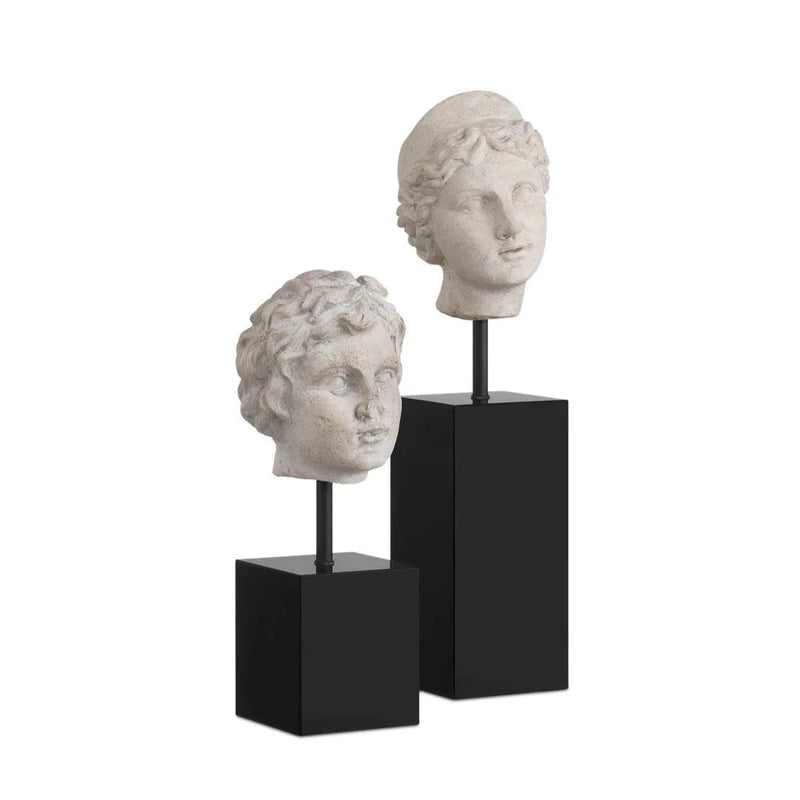 Currey & Co-Venus Head On Stand Set Sculpture (Set Of 2)-Statues & Sculptures-LOOMLAN