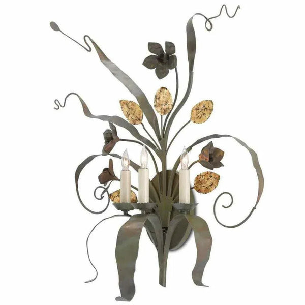 Verdigris Antique Gold Leaf Westley Wall Sconce - LOOMLAN - Currey & Co - Wall Sconces