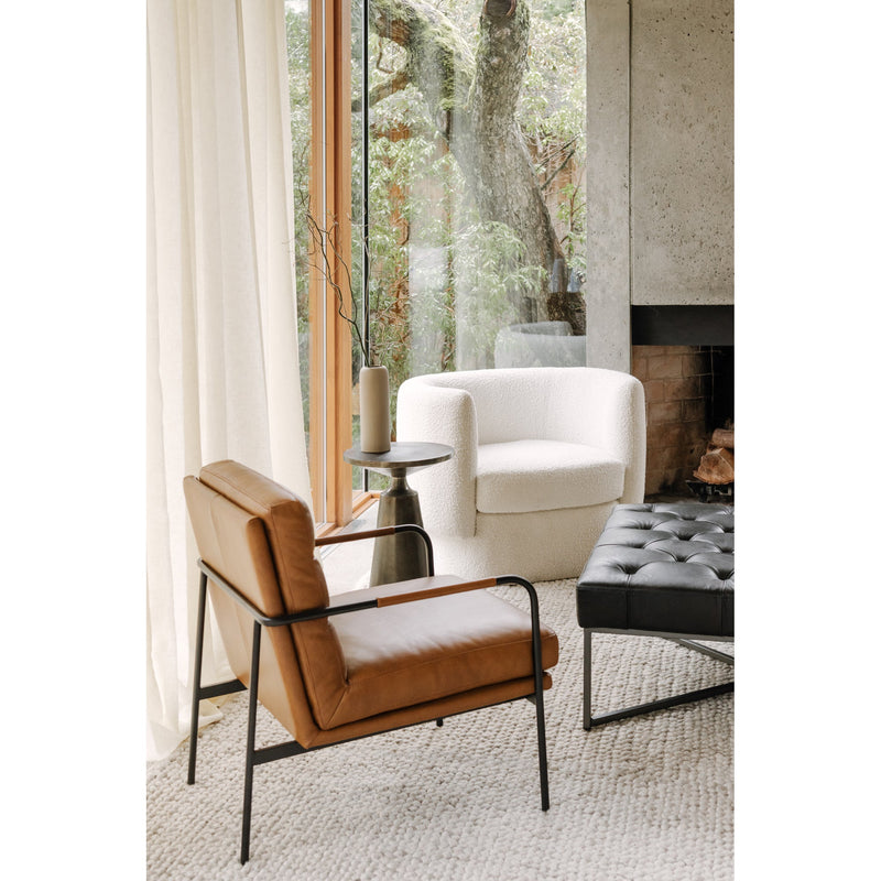  Verlaine Top Grain Brown Leather Living Room Chair Moe' Home