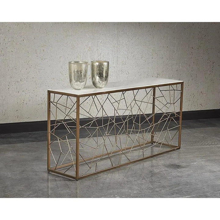 Marble Top Console Table with Bronze Base | LOOMLAN