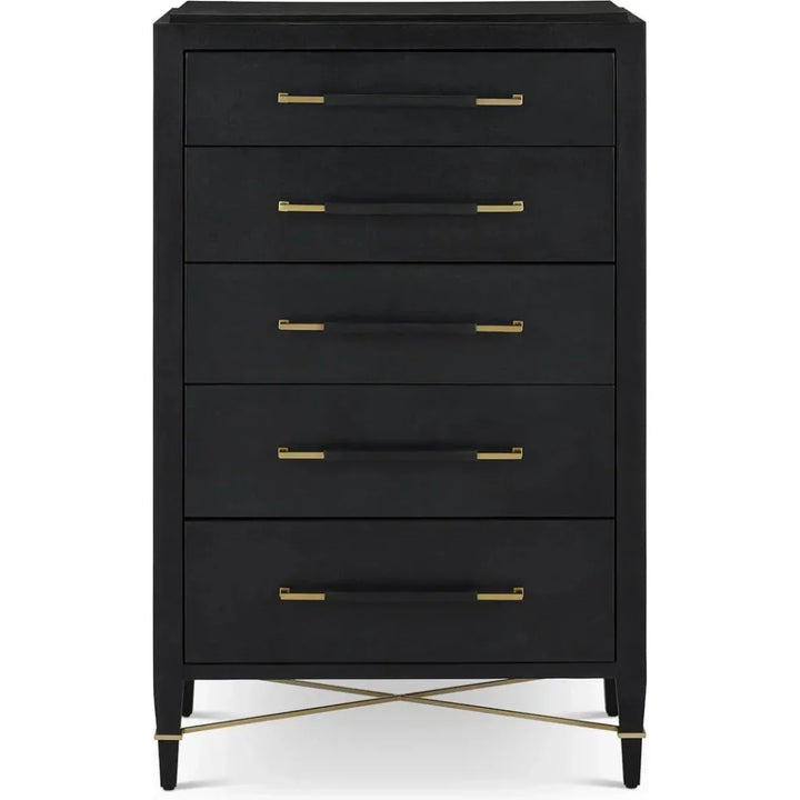 Verona Black Five - Drawer Chest - LOOMLAN - Currey & Co - Chests