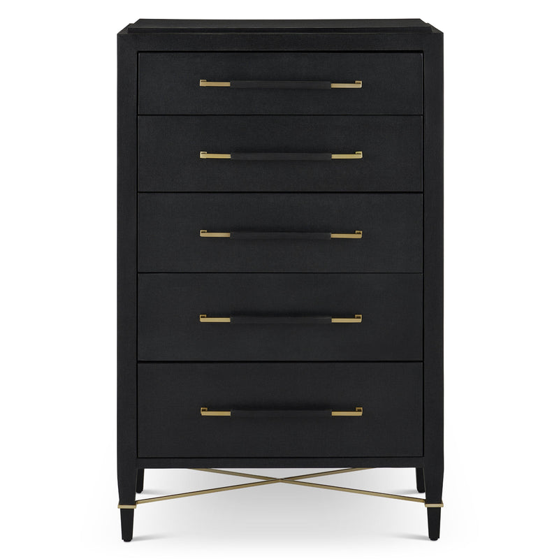 Verona Black Five-Drawer Chest Chests LOOMLAN By Currey & Co