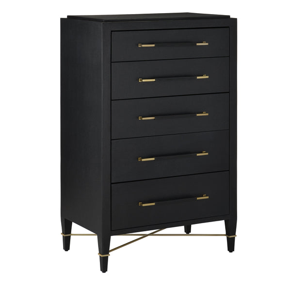 Verona Black Five-Drawer Chest Chests LOOMLAN By Currey & Co