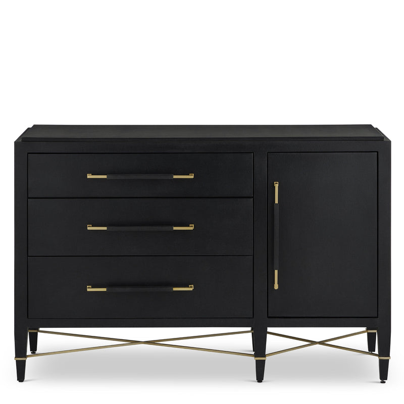 Verona Black Three-Drawer Chest Chests LOOMLAN By Currey & Co
