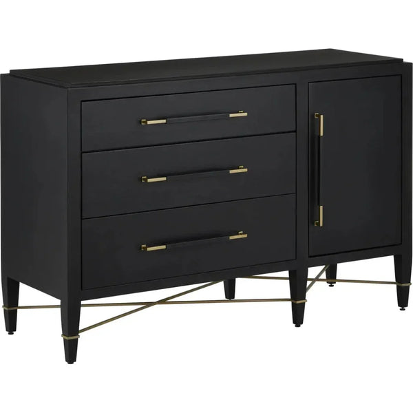 Verona Black Three - Drawer Chest - LOOMLAN - Currey & Co - Chests