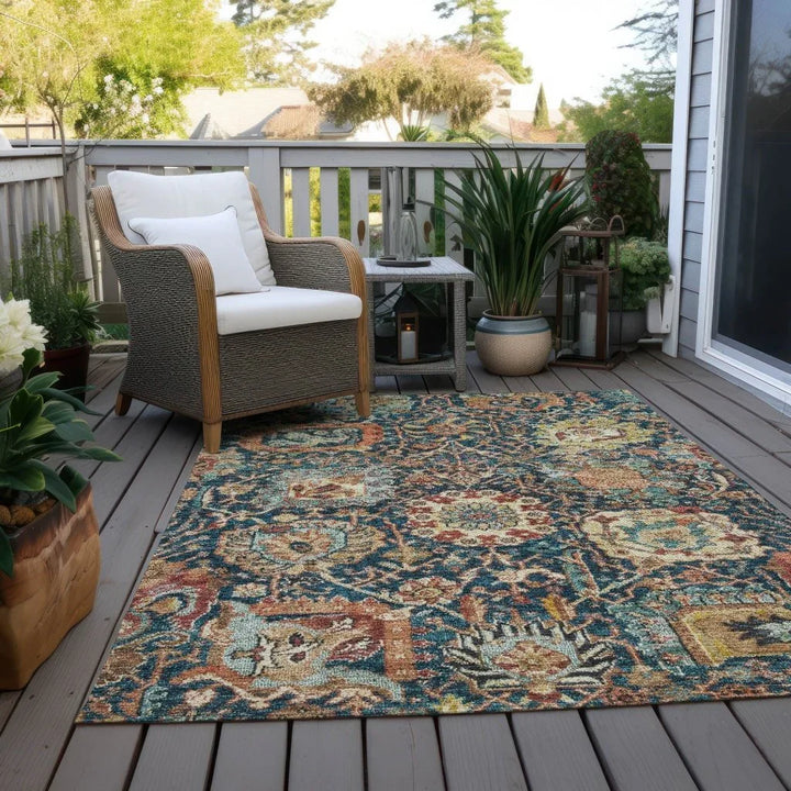 Verona Blue Washable Indoor-Outdoor Rug - LOOMLAN