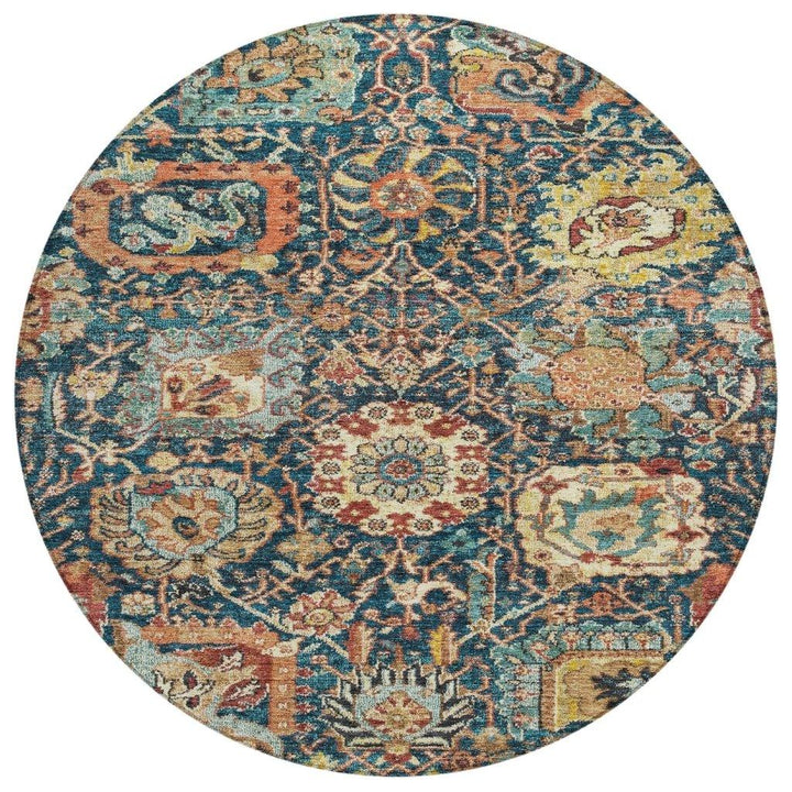 Verona Blue Washable Indoor-Outdoor Rug - LOOMLAN