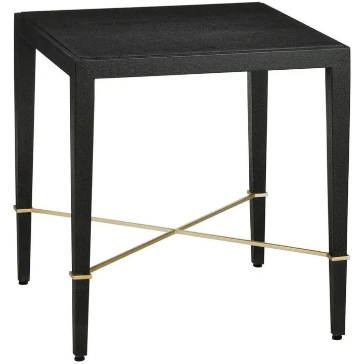 Black Linen Rectangular End Table 22x22x24 | LOOMLAN
