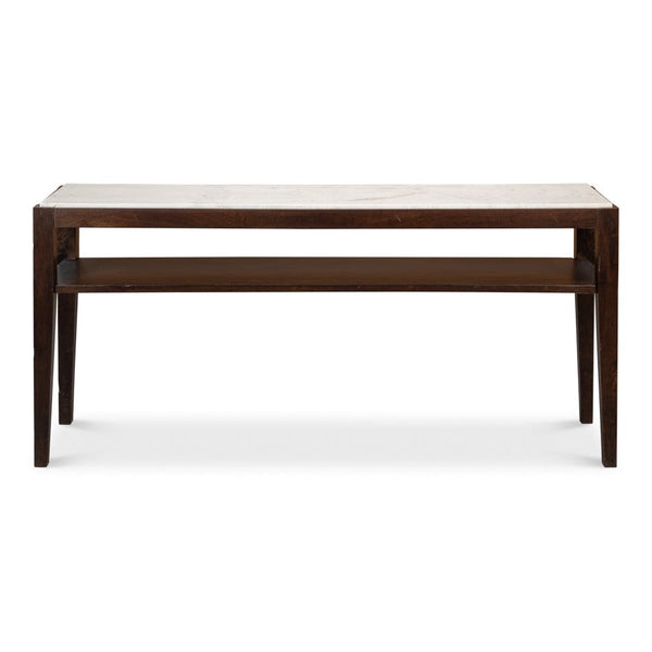 Versatilis Console Table With Shelf White Marble Top-Console Tables-Sarreid-LOOMLAN