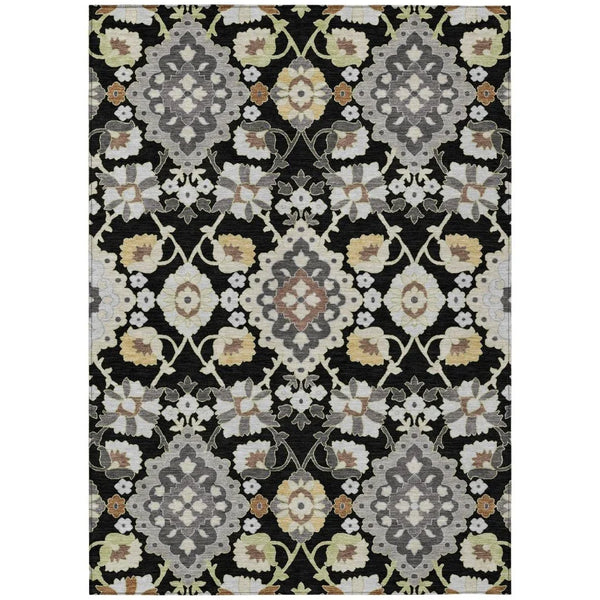Vespera Black Washable Indoor-Outdoor Rug-Outdoor Rugs-LOOMLAN Rugs-2'6" x 3'10"-LOOMLAN