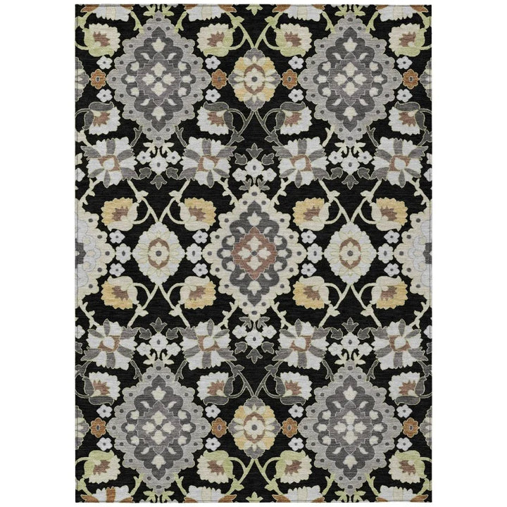 Vespera Black Washable Indoor-Outdoor Rug-Outdoor Rugs-LOOMLAN Rugs-2'6" x 3'10"-LOOMLAN