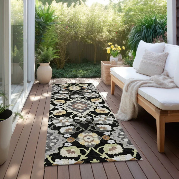 Vespera Black Washable Indoor-Outdoor Rug-Outdoor Rugs-LOOMLAN Rugs-LOOMLAN
