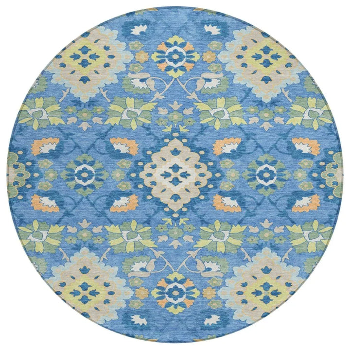 Vespera Blue Washable Indoor-Outdoor Rug-Outdoor Rugs-LOOMLAN Rugs-8' x 8'-LOOMLAN