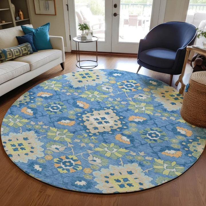 Vespera Blue Washable Indoor-Outdoor Rug-Outdoor Rugs-LOOMLAN Rugs-LOOMLAN