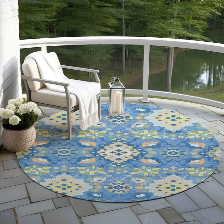 Vespera Blue Washable Indoor-Outdoor Rug-Outdoor Rugs-LOOMLAN Rugs-LOOMLAN