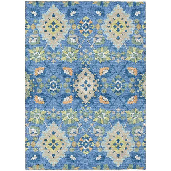 Vespera Blue Washable Indoor-Outdoor Rug-Outdoor Rugs-LOOMLAN Rugs-2'6" x 3'10"-LOOMLAN