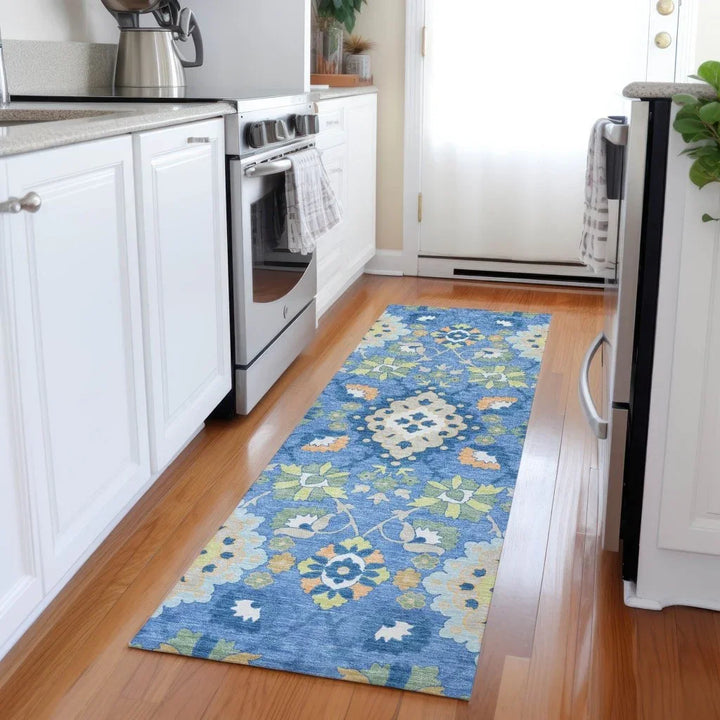 Vespera Blue Washable Indoor-Outdoor Rug-Outdoor Rugs-LOOMLAN Rugs-LOOMLAN