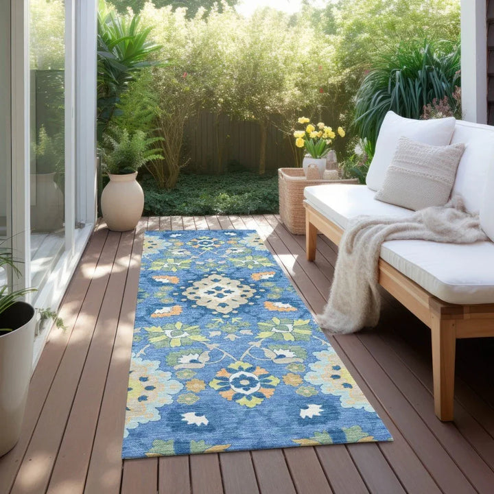 Vespera Blue Washable Indoor-Outdoor Rug-Outdoor Rugs-LOOMLAN Rugs-LOOMLAN
