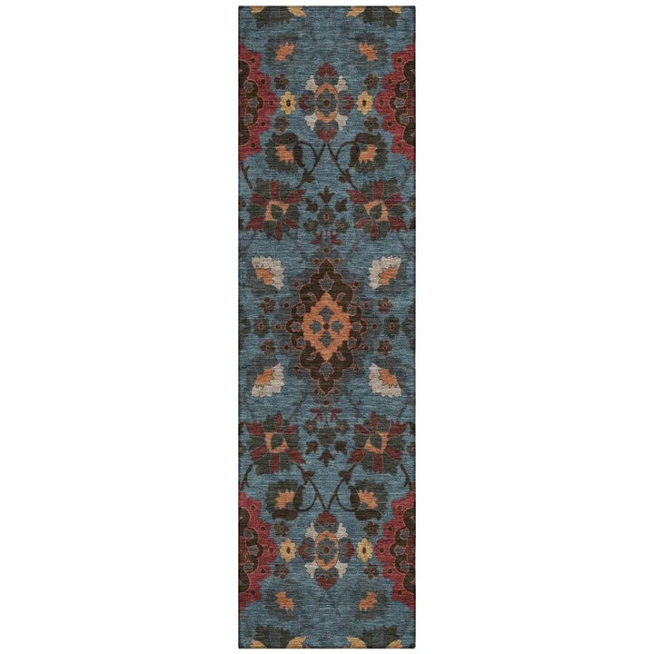 Vespera Denim Washable Indoor-Outdoor Rug-Outdoor Rugs-LOOMLAN Rugs-2'3" x 7'6"-LOOMLAN