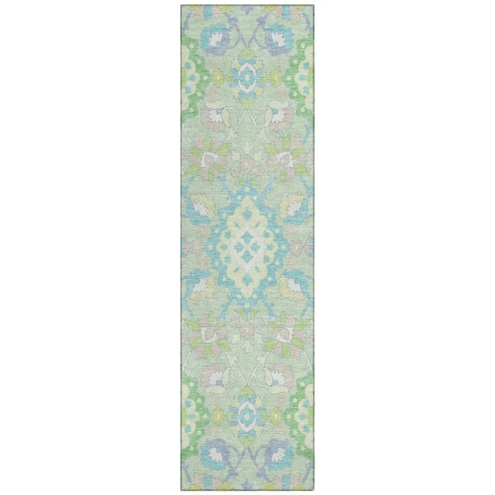 Vespera Green Washable Indoor-Outdoor Rug-Outdoor Rugs-LOOMLAN Rugs-2'3" x 7'6"-LOOMLAN