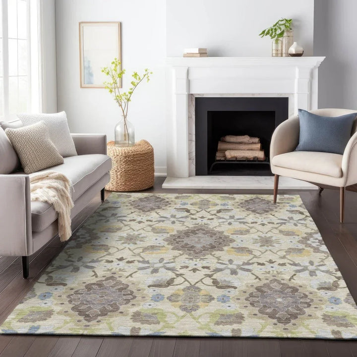 Vespera Ivory Washable Indoor-Outdoor Rug-Outdoor Rugs-LOOMLAN Rugs-LOOMLAN