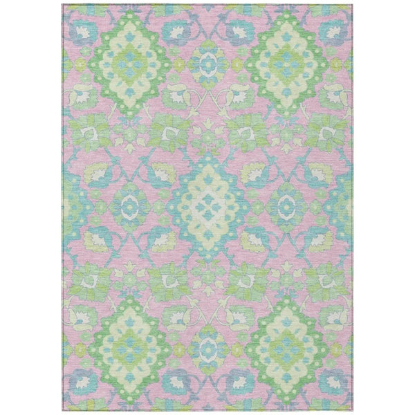 Vespera Pink Washable Indoor-Outdoor Rug-Outdoor Rugs-LOOMLAN Rugs-2'6" x 3'10"-LOOMLAN
