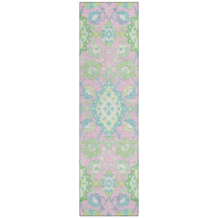 Vespera Pink Washable Indoor-Outdoor Rug-Outdoor Rugs-LOOMLAN Rugs-2'3" x 7'6"-LOOMLAN