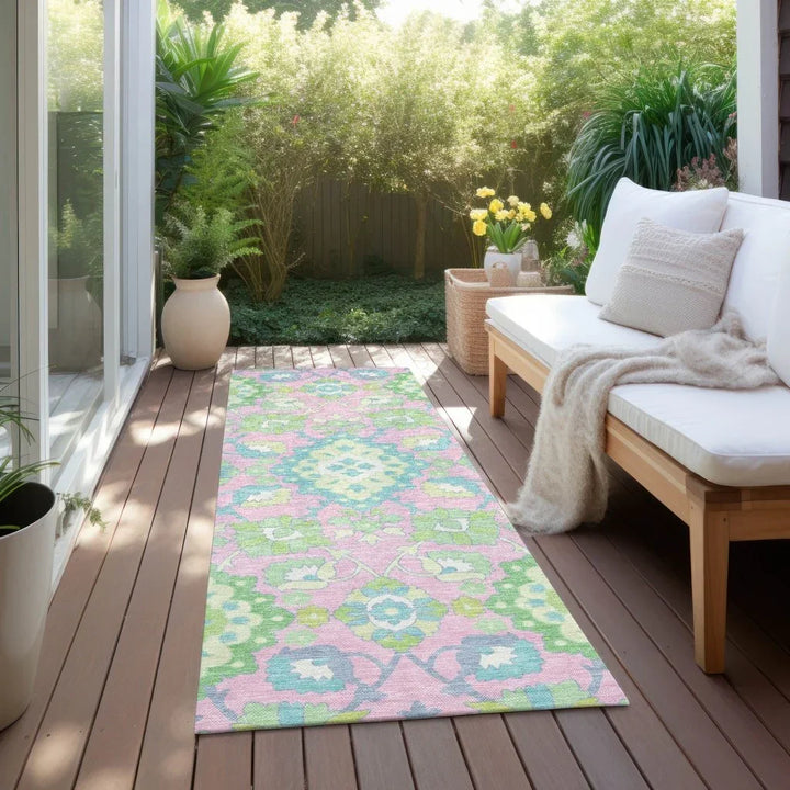 Vespera Pink Washable Indoor-Outdoor Rug-Outdoor Rugs-LOOMLAN Rugs-LOOMLAN