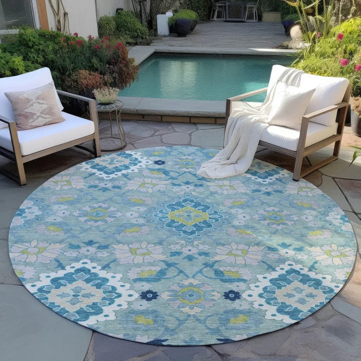 Vespera Teal Washable Indoor-Outdoor Rug-Outdoor Rugs-LOOMLAN Rugs-LOOMLAN