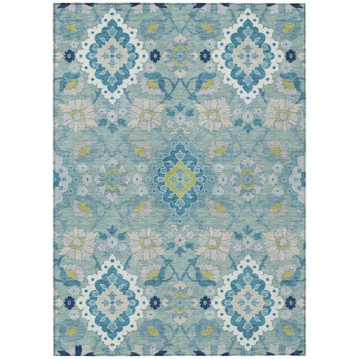 Vespera Teal Washable Indoor-Outdoor Rug-Outdoor Rugs-LOOMLAN Rugs-2'6" x 3'10"-LOOMLAN