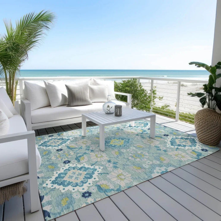Vespera Teal Washable Indoor-Outdoor Rug-Outdoor Rugs-LOOMLAN Rugs-LOOMLAN