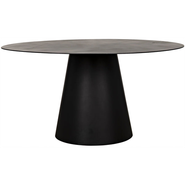 Vesuvius Dining Table, Black Steel-Dining Tables-Noir-LOOMLAN
