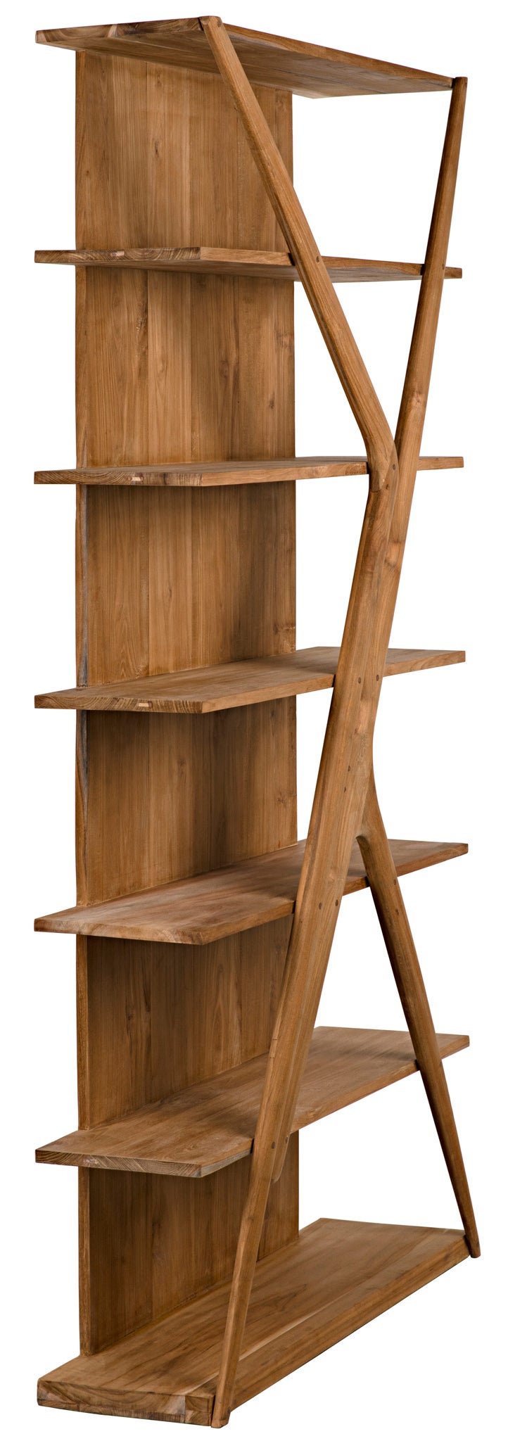 Vetra Teak Wood Bookcase-Bookcases-Noir-LOOMLAN