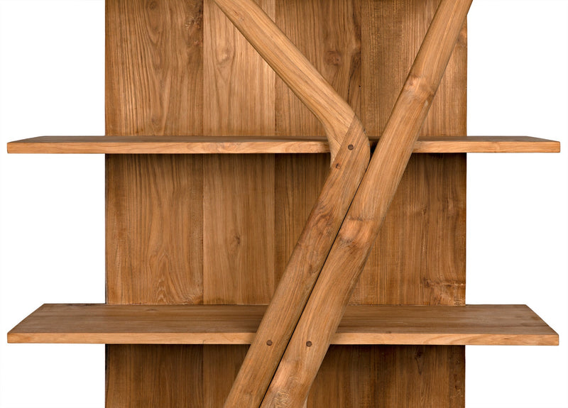 Vetra Teak Wood Bookcase-Bookcases-Noir-LOOMLAN