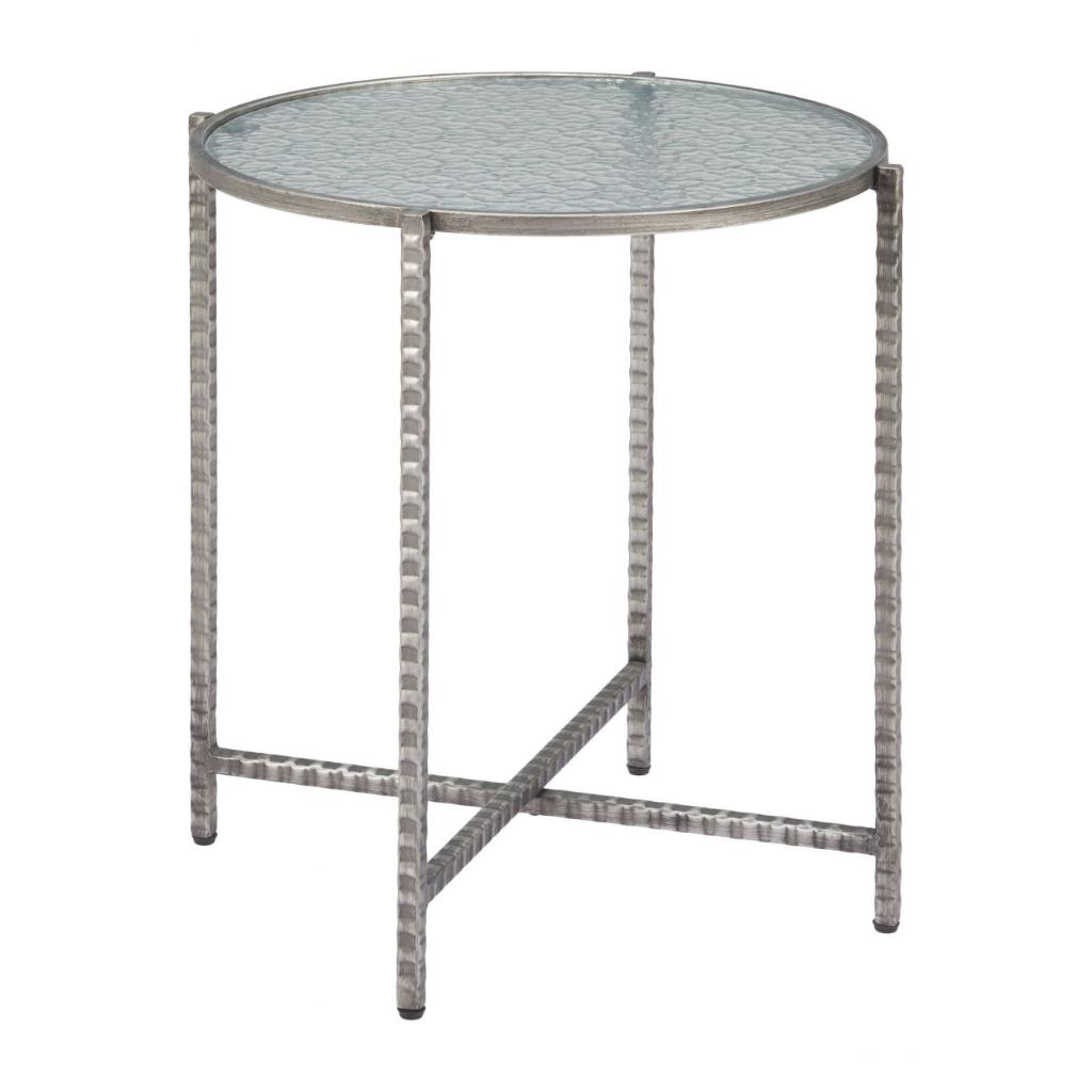 Rippled Glass Round Side Table 20.5 Inch | LOOMLAN