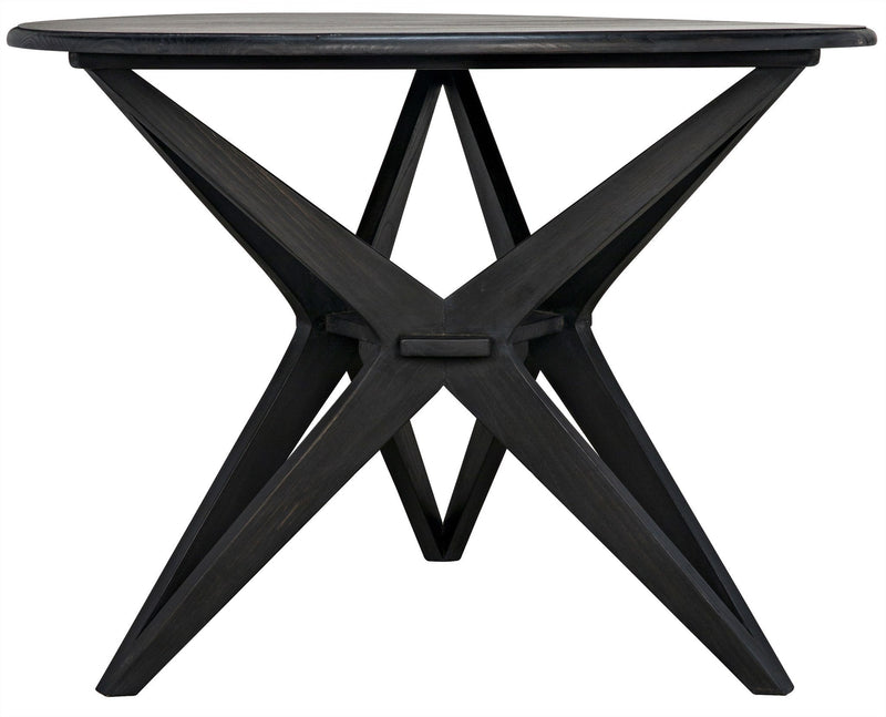 Victor Wood Round Dining Table-Dining Tables-Noir-LOOMLAN