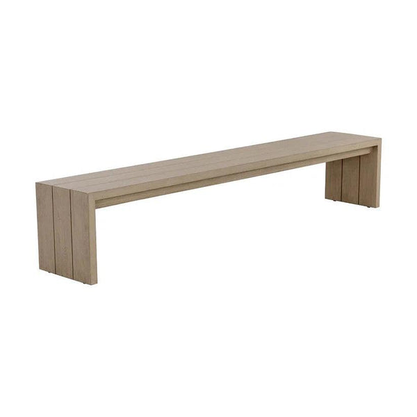 Viga Wooden Outdoor Backless Bench-Outdoor Benches-SUNPAN-Drift Brown-LOOMLAN