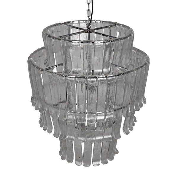 Villa Metal and Glass Chandelier With Chrome Finish-Chandeliers-Noir-LOOMLAN