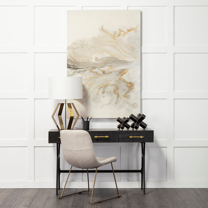 Vince Three Drawers Metal Office Desk-Home Office Desks-Mercana-LOOMLAN